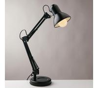 LAMPADA DA LETTURA ARCHITETTO NERA CON BASE DI APPOGGIO E FISSAGGIO AL TAVOLO 1 LUCE ATTACCO E27 42X15X60CM