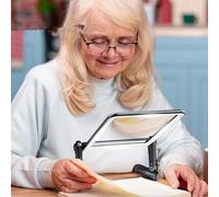 Lampada da lettura con collo, lente d'ingrandimento 3 in 1, con luce e supporto, a collo di cigno flessibile, 3 colori, lampada da lettura, lente d'ingrandimento da lettura con luce per anziani