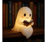 Lampada da lettura fantasma | Luce notturna fantasma illuminata | Luce notturna 3D calda | Statuina fantasma a LED per amanti dei libri | Graziosa decoraziina di Halloween per Camera da Letto e Studio