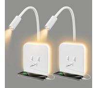 Lampada da Lettura LED 3W + 9W 3000K, Lampada da Parete con Porte USB e Vassoio per Telefono Faretto, faretto da Lettura a Muro Luce Ambientale Regolabile e Flessibile per Camera(Weiß, 2 Stück)