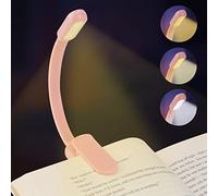 Lampada da Lettura, USB Ricaricabile Lampada da Lettura Con 3 Modalità per la Cura Degli Occhi 360°Flessibile Collo Luce Lettura Libro Dimmerabile Lampada Portatile con Clip per E-Reader, Studio,Rosa