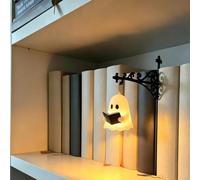 Lampada da libreria, 3D a forma di fantasma, luce notturna a LED, per lettura, libreria, mini lampada da libreria, ornamento spettrale per Halloween, decorazione per mensole, regalo per gli amanti dei