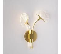 Lampada da Muro a 2 Luci Moderna a Led Applique da Parete Creative Ginkgo Leaf Acrilico Lampada da Parete 12W in Alluminio da Comodino, Lampada a 3 Colori Minimalist Art per Corridoio Della C