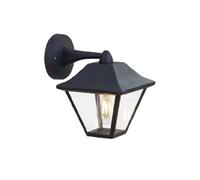 Lampada da Muro a Lanterna Giardino in Vetro Attacco E27 Colore Nero Opaco IP44