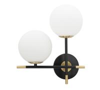 Lampada da Muro Darky Double 30x17x35 cm in Ferro e Vetro Oro, Bianco e Nero