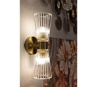 LAMPADA DA MURO PRAGA CM 11x16x40 linee verticali oro e bianco oro