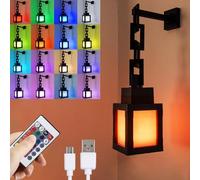 Lampada da notte 3D pixelata Minecraft - Lanterna ricaricabile USB - 16 colori LED con interruttore e telecomando - Luci da parete, ideale per la camera, decorazione per sala giochi, regali di Natale