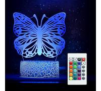 Lampada da notte a forma di farfalla con illusione 3D, regalo di compleanno per ragazze e bambini, l