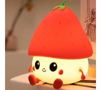 Lampada da Notte a Forma di Fragola per Bambini Lampada da Comodino Ricaricabile in Silicone Carino a Forma di Fragola Lampada da Comodino Ricaricabile per Bambini Decorazioni per Bambini a(rosso)
