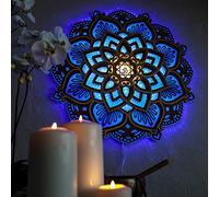Lampada da notte con mandala, for sala yoga, lampada da appendere in acrilico, elegante lampada a sospensione con mandala, in legno intagliato multistrato, decorazione da parete for soggiorno e camera