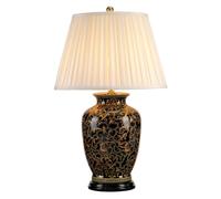 Lampada Da Notte Lampada Da Tavolo Ceramica Seta Sintetica Verde Rame Smaltato