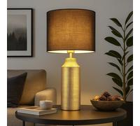 Lampada Da Notte Lampada Da Tavolo E27 Ceramica Oro Tessuto Nero [EEK: Inaditato]
