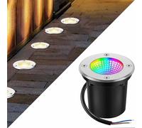 Lampada Da Paesaggio RGB - Luci Interrate Per Esterni Da 6W Con Telecomando, 16 Colori E 4 Modalità Faretti Con Cambio Colore, Luce Da Incasso Rotonda In Acciaio Inossidabile Impermeabile IP67(Ac 220v