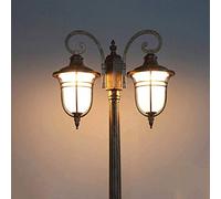 Lampada da palo per Esterno Vintage a Doppia Testa Lanterna Lampada da Colonna Esterna in Alluminio Impermeabile E27 Esterno Tradizionale Antipioggia Paesaggio Strada Vittoriana Stigma Light