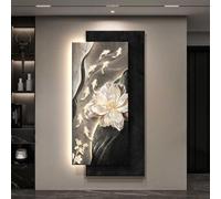 Lampada Da Parete 3D A LED, Grandi Sculture Da Parete Con Luce, Pittura Luminosa In Pietra Arenaria Fatta A Mano, Moderna E Semplice Lampada Da Parete A Nove Pesci(A,40 * 80cm)