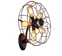 Lampada da Parete a 5 luci per Industria retrò, Creativa, con Ventilatore in Ferro, corridoio, Scale, Camera da Letto, Lampada da Comodino, Applique da Parete in Metallo Cavo Vintage Americano, E27,