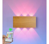 Lampada da parete a batteria RGB con interruttore touch control LED, lampada da parete magnetica 5000 mAh, lampada da parete senza fili, ideale per loft corridoio, camera da letto (legno telecomando)