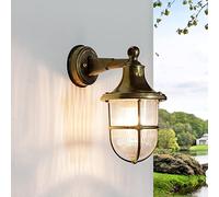 Lampada da parete a braccio Santorin per esterni Lido in ottone stile marittimo applique oblò retrò antica E27 ideale per giardino cortile, viale,