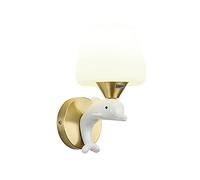 Lampada da parete a forma di delfino simpatico cartone animato creativo con paralume in vetro bianco latte, applique da parete per camera da letto moderna in stile nordico, lampada da parete con attac
