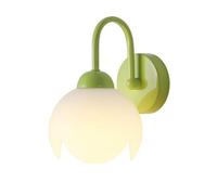 Lampada da Parete a Forma di Fiore Francese, Lampada da Parete Floreale nordica con Paralume in Acrilico Bianco, Lampada da Parete da Comodino Verde/Bianca, Moderna Lampada da Parete retrò per in
