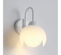 Lampada da Parete a Forma di Fiore Francese, Lampada da Parete Floreale nordica con Paralume in Acrilico Bianco, Lampada da Parete da Comodino Verde/Bianca, Moderna Lampada da Parete retrò per in