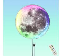 Lampada da parete a forma di luna con cavo, lampada da parete a LED a forma di luna con telecomando, lampada rotonda a forma di luna RGB dimmerabile, lampada da comodino con design 3D,80cm