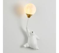 Lampada da Parete A Forma di Orso dei Cartoni Animati, Lampada da Parete A Palloncino, Lampada da Parete per Cameretta dei Bambini, Lampada da Parete per Fata, Apparecchio di Illumi, White, Left