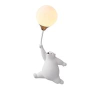 Lampada Da Parete A Forma Di Orso Simpatico Base In Resina Art Déco Applique for Interni 3D Luna Paralume In Acrilico Creativa for Camera Letto Corridoio Soggiorno (Blu, Mano Destra)(White,Right hand)