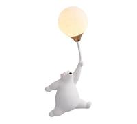 Lampada Da Parete A Forma Di Orso Simpatico Base In Resina Art Déco Applique for Interni 3D Luna Paralume In Acrilico Creativa for Camera Letto Corridoio Soggiorno (Blu, Mano Destra)(White,Left hand)