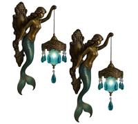 Lampada Da Parete A Forma Di Sirena, 8 Pollici Luce Notturna Vintage A Tema Oceano Lanterna In Cristallo Satinato Applique Da Parete Retrò A Forma Di Sirena Camera Da Letto(2pcs)