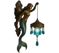 Lampada Da Parete A Forma Di Sirena, 8 Pollici Luce Notturna Vintage A Tema Oceano Lanterna In Cristallo Satinato Applique Da Parete Retrò A Forma Di Sirena Camera Da Letto(1pcs)