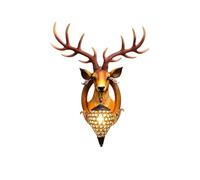 Lampada da parete a forma di testa di cervo, decorazione da parete in resina sintetica per la casa, grande testa di animale da appendere