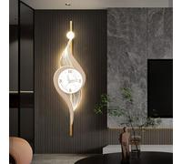 Lampada Da Parete A Griglia, Decorazione Da Parete 3D Con Orologio E Luce LED, Del Soggiorno, Dipinto Di Lusso(Beige,28 * 100cm/11 * 39.3in)