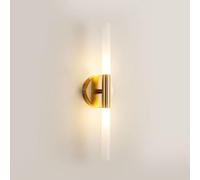 Lampada da Parete a LED a Tubo Lungo Applique da Parete Moderna in Oro Semplice Lampada da Parete lineare con Paralume in Acrilico Base in Ottone Spazzolato,