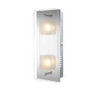 Lampada da parete a LED applique da parete lampada da soggiorno lampada da camera da letto luce da corridoio, metallo vetro argento, 2 lampadine, 5W 400Lm 3000K bianco caldo, L 28 cm