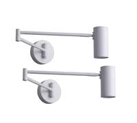 Lampada da parete a LED bianca con braccio girevole, confezione da 2 applique da comodino regolabili, 5 W, illuminazione per testiera girevole, lampada da lettura flessibile in metallo cabla