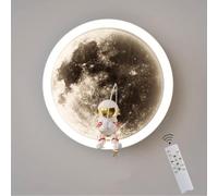 Lampada da Parete A LED Camera dei Bambini Moon Astronaut Lampada da Parete Lampada da Letto Ragazzo Ragazza Decorazione Dimmerabile con Telecomando Lampada da Comodino Rotonda con Stam, White