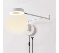 Lampada da parete a LED con braccio oscillante con cavo e piombo Lampada da parete con braccio regolabile con spina e interruttore Lampada da lettura a parete dimmerabile 3000K/4500K/6000K per