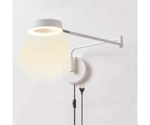 Lampada da parete a LED con braccio oscillante con cavo e piombo Lampada da parete con braccio regolabile con spina e interruttore Lampada da lettura a parete dimmerabile 3000K/4500K/6000K per