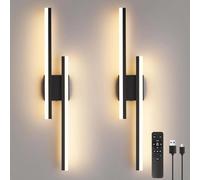 Lampada da parete a LED da 10 W Batteria lunga 80 cm Lampada da parete senza fili Senza foratura Illuminazione da parete per interni Dimmerabile con telecomando e interruttore tattile Lampada a