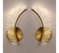 Lampada da parete a LED dimmerabile, nordico moderno creativo acrilico ali applique da parete oro rame camera da letto comodino illuminazione da parete soggiorno,L+r