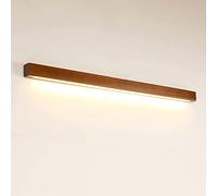 Lampada da parete a LED in legno color noce Lampada da parete a strisce lunghe Creativo dimmerabile Paralume in acrilico Specchio Applique da parete anteriore Soggiorno Sfondo Lampada da parete Camera