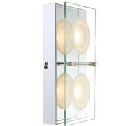 Lampada da parete a LED lampada da parete in vetro lampada da corridoio lampada da soggiorno cromata con lastra di vetro, finitura satinata trasparente, 2x 5W 360lm bianco caldo, LxLxH 25x12,5x6,5 cm
