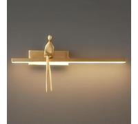 Lampada da Parete a Led Lineare Lunga Oro/Nera in Stile Retrò Americano,Da da Parete Moderna Minimalista Europea Interamente in Ottone, Applique da Parete per Camera da Letto/Comò,Da Decorativa da Par