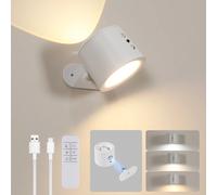 Lampada da parete a LED magnetica da 1,8 W, attenuazione infinita, con telecomando a infrarossi, interruttore tattile e ricarica di tipo C, batteria da 1800 mAh