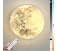 Lampada da parete a LED Moon dimmerabile per interni con telecomando Lampada da comodino 48W Lampada da parete rotonda decorativa Moon Design moderno Luce notturna Illuminazione da parete di fondo