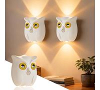 Lampada da parete a LED per interni con sensore di movimento, batteria ricaricabile, 1 pezzi, USB, luce notturna dimmerabile, luce di movimento, magnetica, 3 modalità gufo sensore di movimento, luce