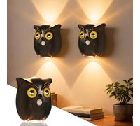 Lampada da parete a LED per interni con sensore di movimento, batteria ricaricabile, 1 pezzi, USB, luce notturna dimmerabile, luce di movimento, magnetica, 3 modalità gufo sensore di movimento, luce