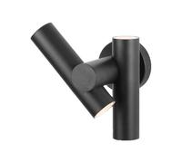 Lampada da parete a LED per interni ed esterni, orientabile verso l'alto e verso il basso, nera, in alluminio e vetro, IP44, H 25,3 cm