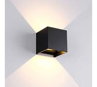 Lampada da parete a LED quadrata semplice in alluminio nero con cornice per interni ed esterni 7W 3000K-6000K Luce calda morbida con applique a 2 teste, angolo regolabile, IP65, per soggiorno,